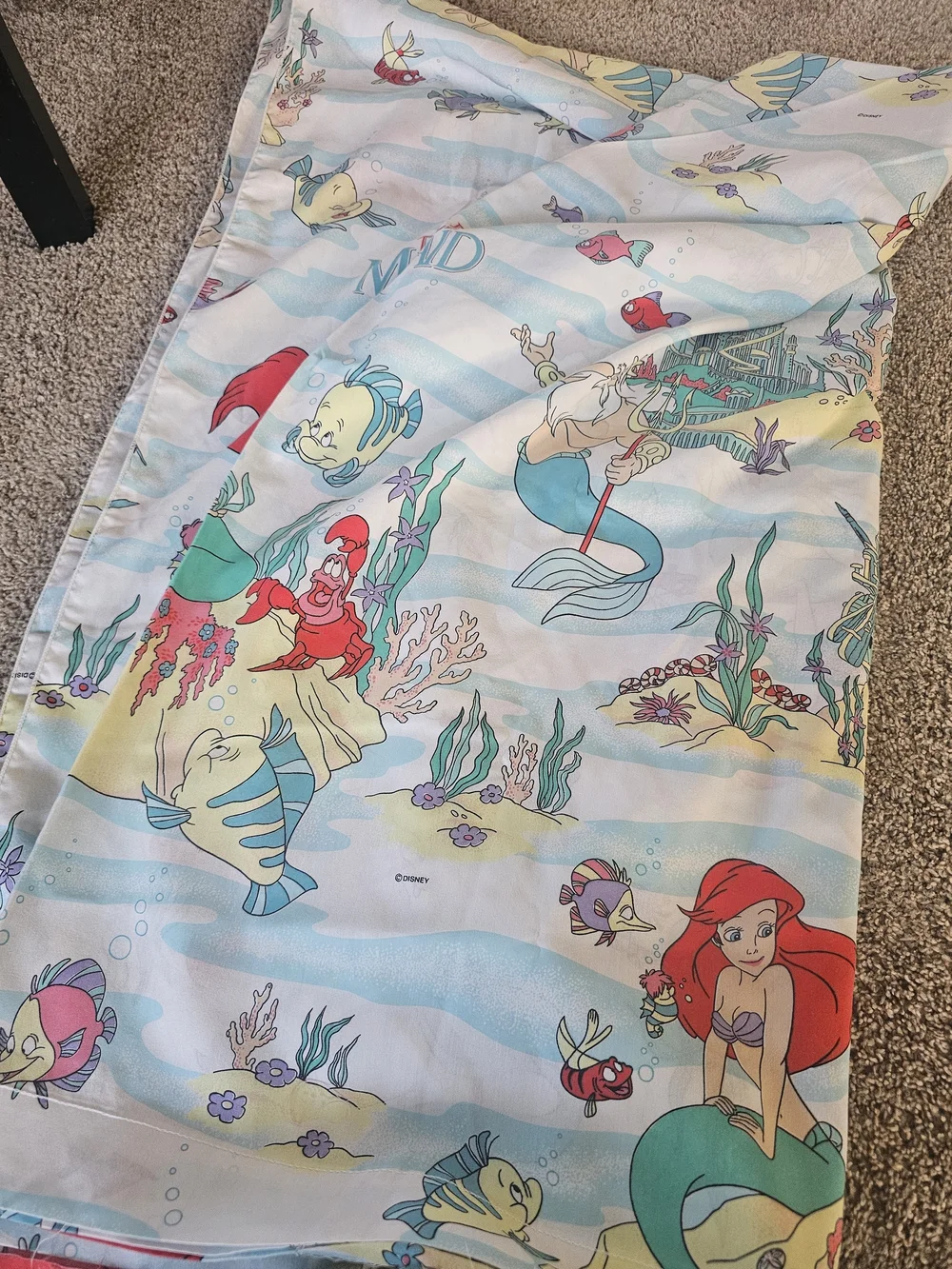 Vintage 90s Disney The Little Mermaid Printed Fabric Sheet Set - Picture 5 of 5